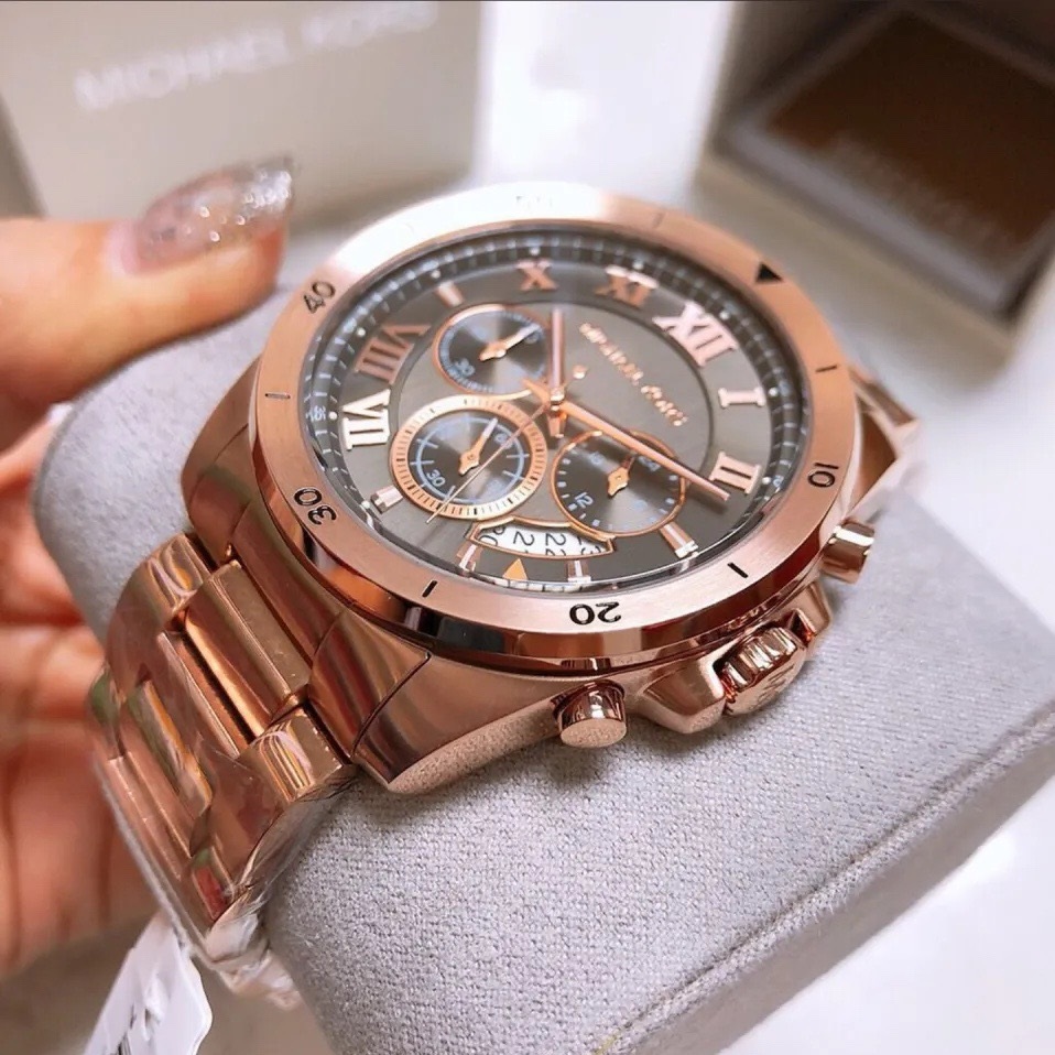 Đồng Hồ Michael Kors Brecken |Nam Giới |Mặt Đen |Dây Kim Loại Rose Gold |Máy Pin (Quartz) |Size 45mm |donghogiatot.vn