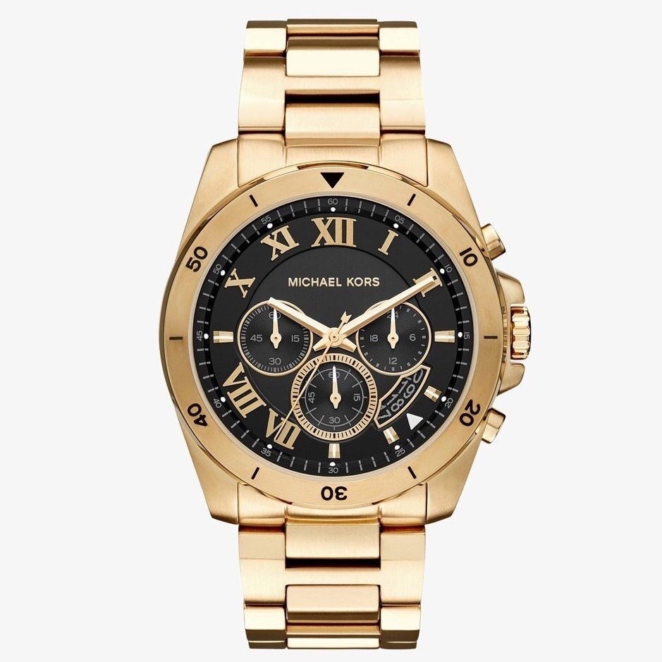 Đồng Hồ Michael Kors Brecken |Nam Giới |Mặt Đen |Dây Kim Loại Vàng Gold |Máy Pin (Quartz) |Size 45mm |donghogiatot.vn