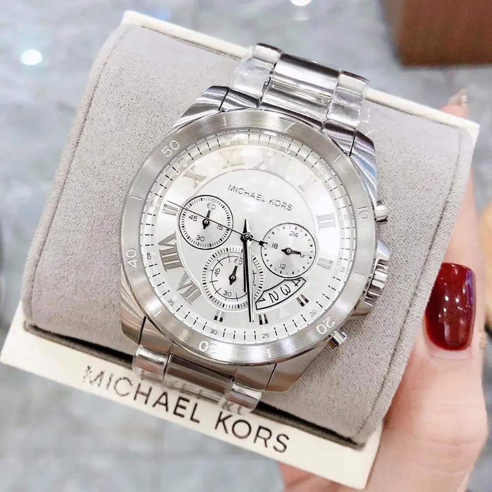 Đồng Hồ Michael Kors Brecken |Nam Giới |Mặt Trắng |Dây Kim Loại Silver |Máy Pin (Quartz) |Size 45mm |donghogiatot.vn