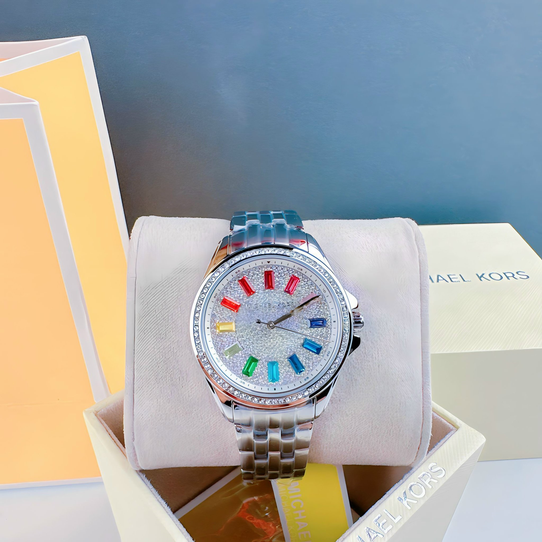 Đồng Hồ Michael Kors Baguette Rainbow |Nữ Giới |Mặt Full Đá |Dây Kim Loại |Máy Pin (Quartz) |Size 36mm |donghogiatot.vn