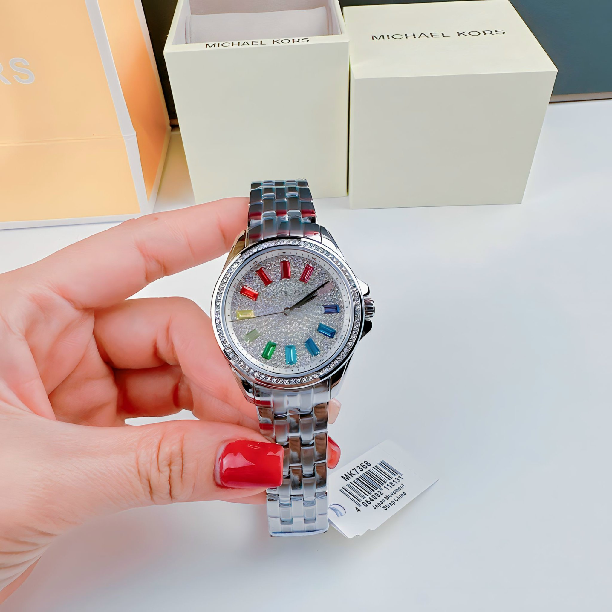 Đồng Hồ Michael Kors Baguette Rainbow |Nữ Giới |Mặt Full Đá |Dây Kim Loại |Máy Pin (Quartz) |Size 36mm |donghogiatot.vn