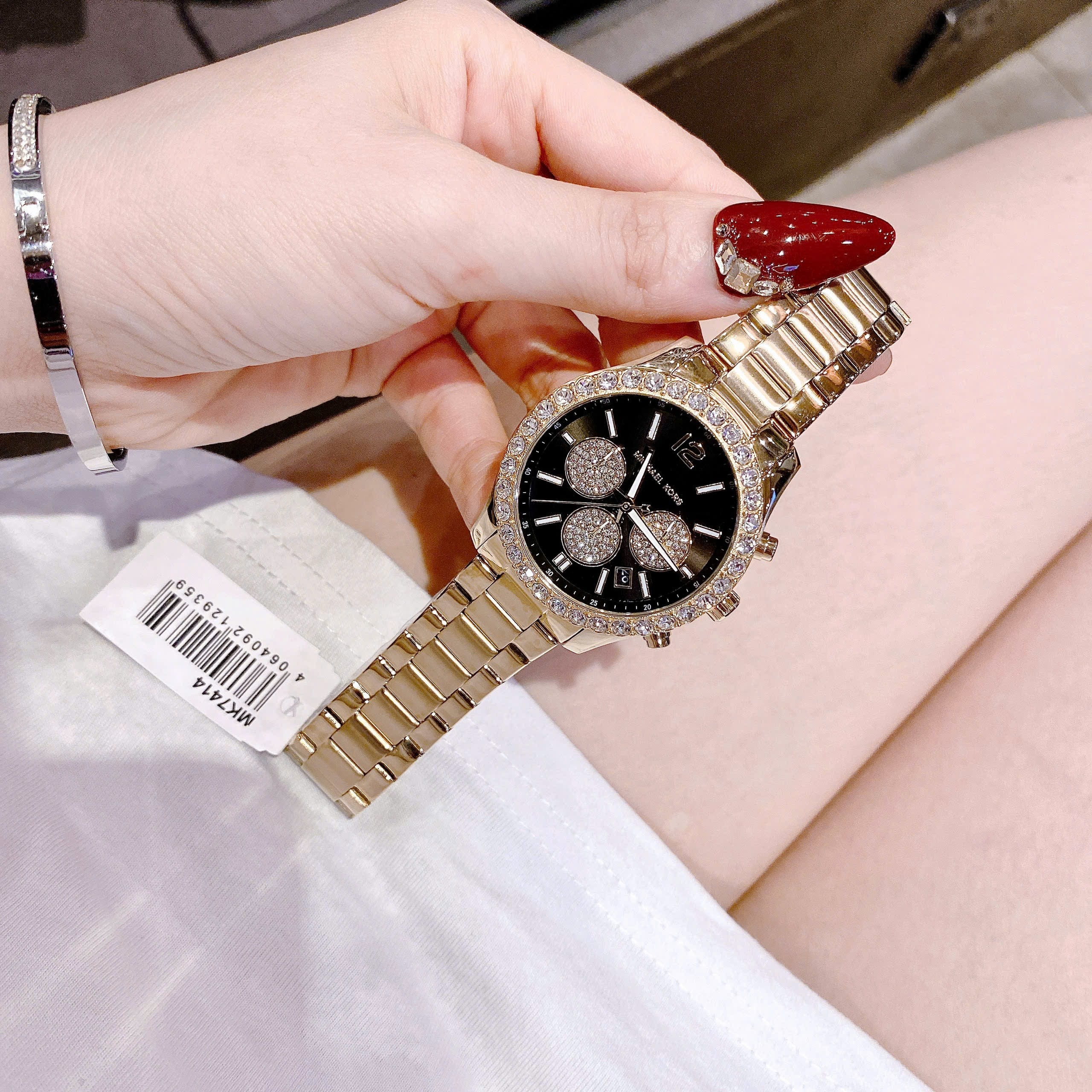 Đồng Hồ Michael Kors Berkley |Nữ Giới |Mặt Đen |Đính Đá |Dây Kim Loại Vàng Gold |Máy Pin (Quartz) |Size 40mm |donghogiatot.vn