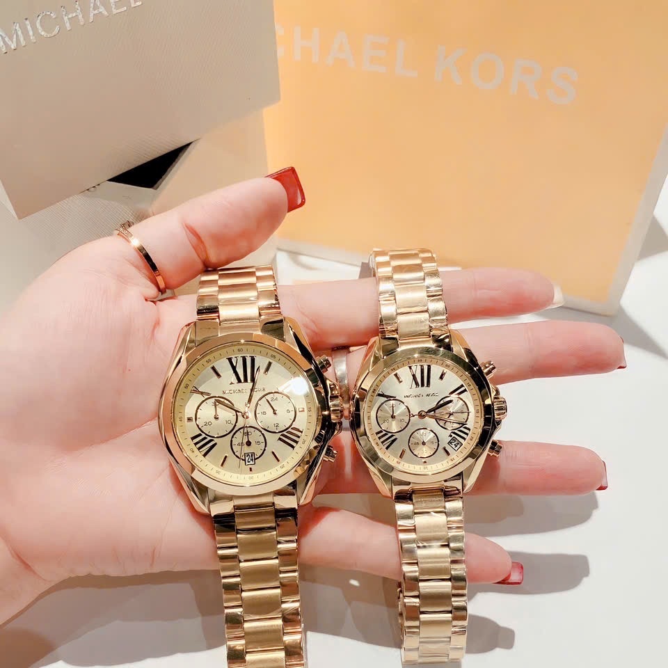 Đồng Hồ Michael Kors Bradshaw |Cặp Đôi |Mặt Tròn |Dây Kim Loại Vàng Gold |Máy Pin (Quartz) |Size 42x36mm |donghogiatot.vn