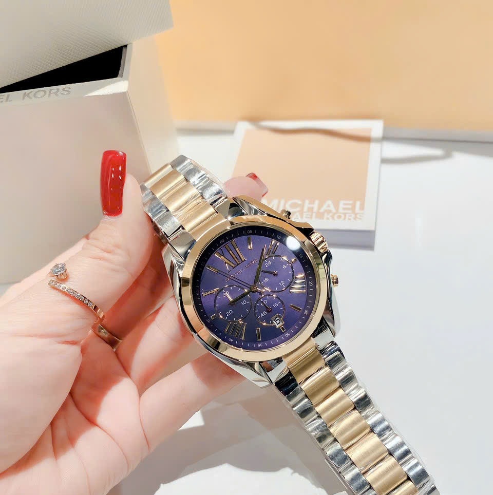 Đồng Hồ Michael Kors Bradshaw |Nam Giới |Mặt Xanh |Dây Kim Loại Demi Vàng |Máy Pin (Quartz) |Size 42mm |donghogiatot.vn