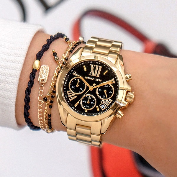 Đồng Hồ Michael Kors Bradshaw |Nữ Giới |Mặt Đen |Dây Kim Loại Vàng Gold |Máy Pin (Quartz) |Size 36mm |donghogiatot.vn
