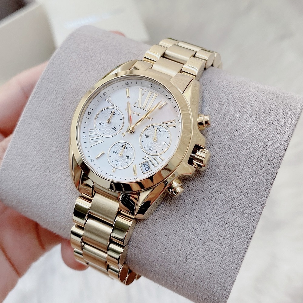 Đồng Hồ Michael Kors Bradshaw |Nữ Giới |Mặt Trắng |Dây Kim Loại Vàng Gold |Máy Pin (Quartz) |Size 36mm |donghogiatot.vn