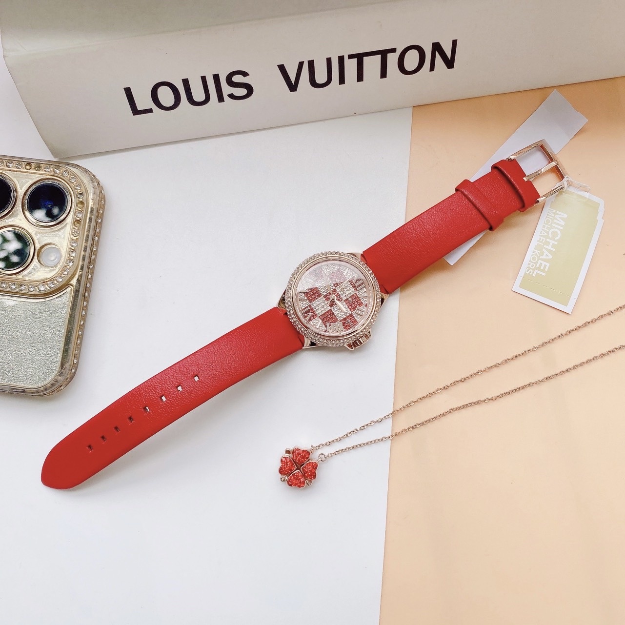 Đồng Hồ Michael Kors Camille Limited |Nữ Giới |Rose Gold |Dây Da Đỏ |Máy Pin (Quartz) |Size 33mm |donghogiatot.vn