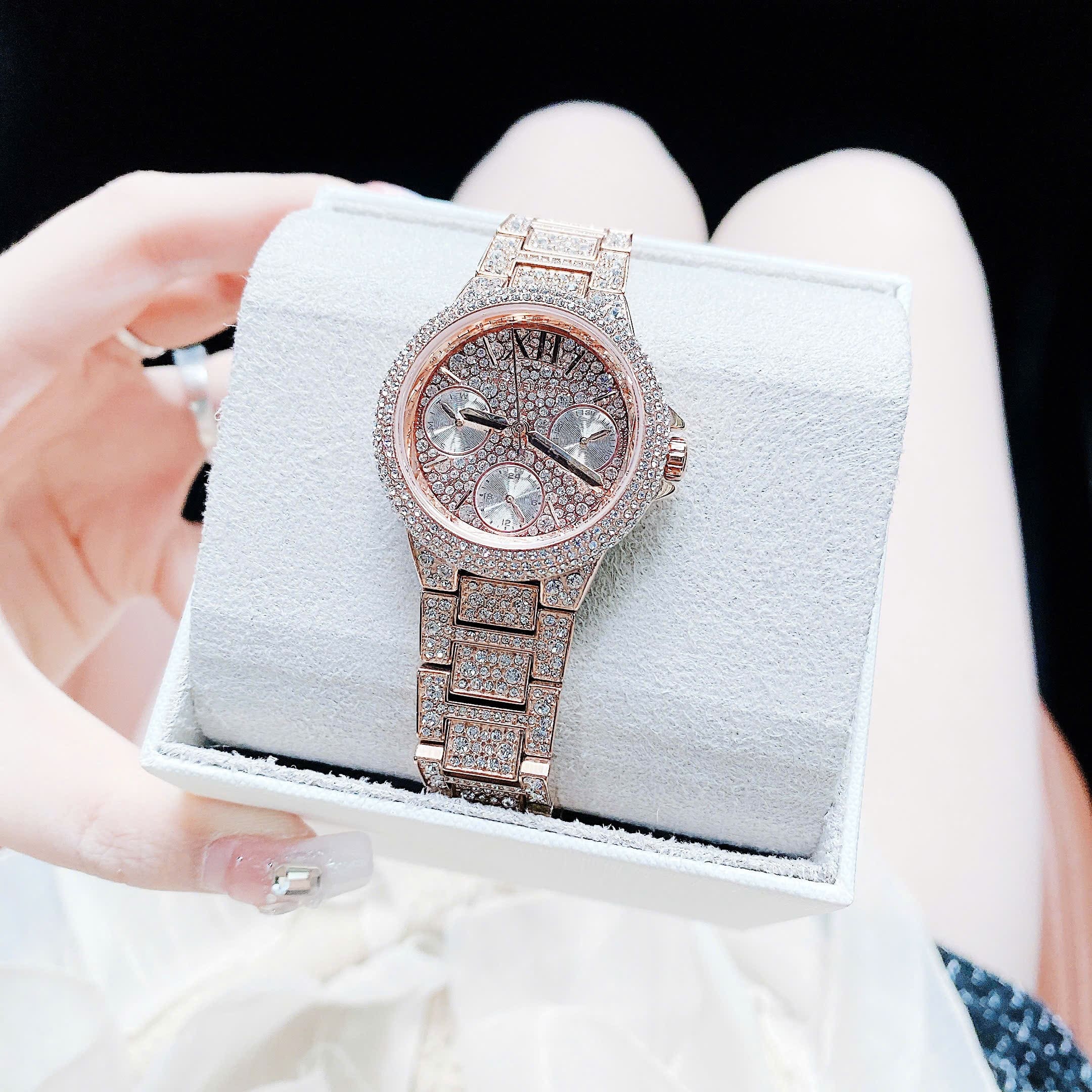 Đồng Hồ Michael Kors Camille |Nữ Giới |Full Đá |Dây Kim Loại Rose Gold |Máy Pin (Quartz) |Size 33mm |donghogiatot.vn