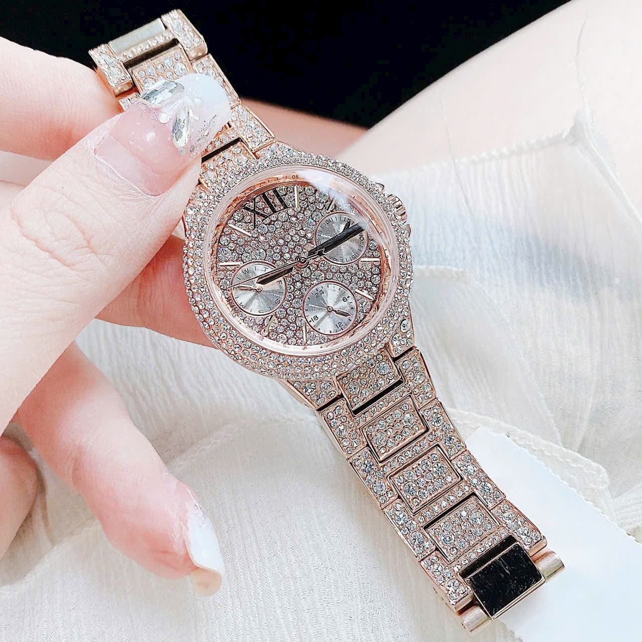 Đồng Hồ Michael Kors Camille |Nữ Giới |Full Đá |Dây Kim Loại Rose Gold |Máy Pin (Quartz) |Size 33mm |donghogiatot.vn