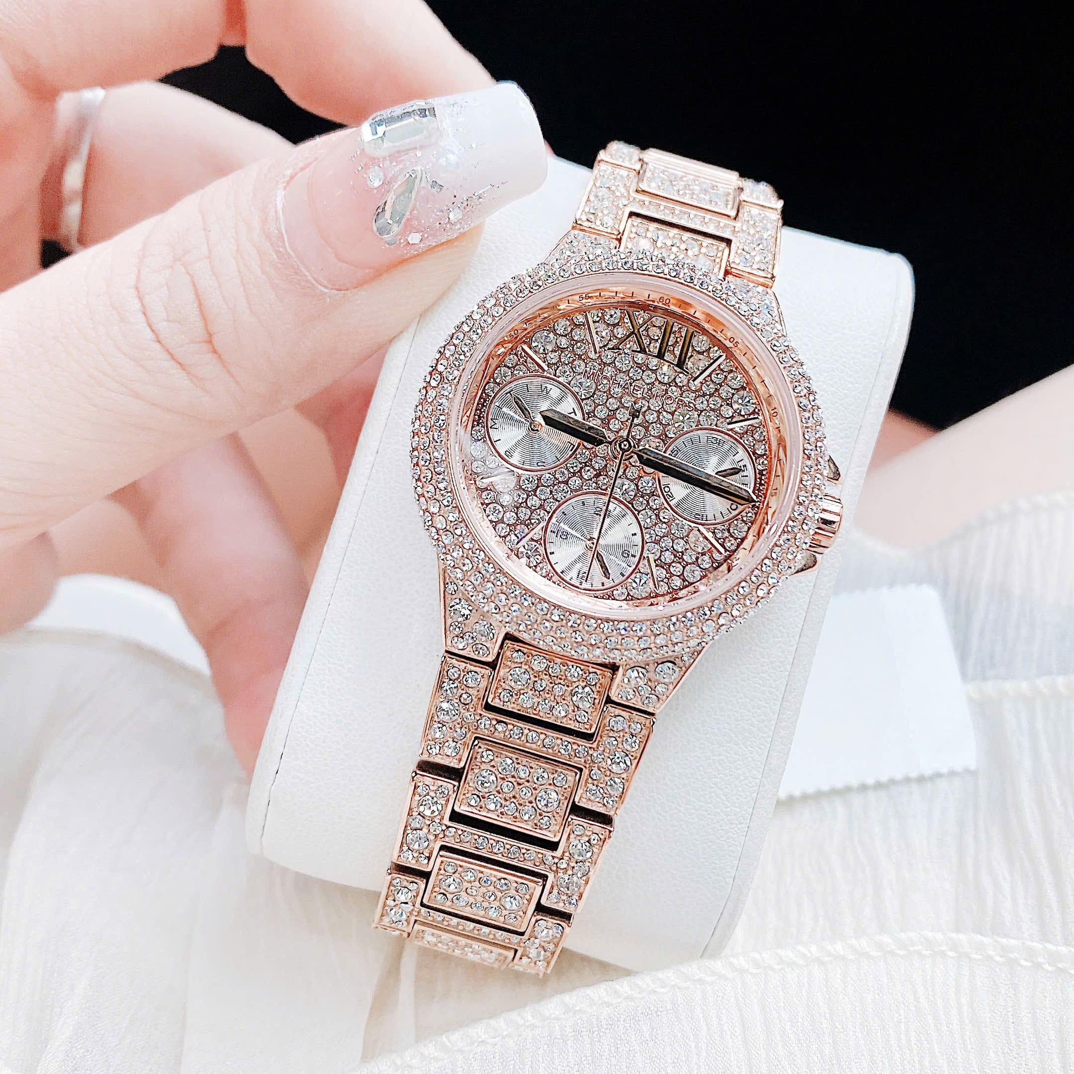 Đồng Hồ Michael Kors Camille |Nữ Giới |Full Đá |Dây Kim Loại Rose Gold |Máy Pin (Quartz) |Size 33mm |donghogiatot.vn