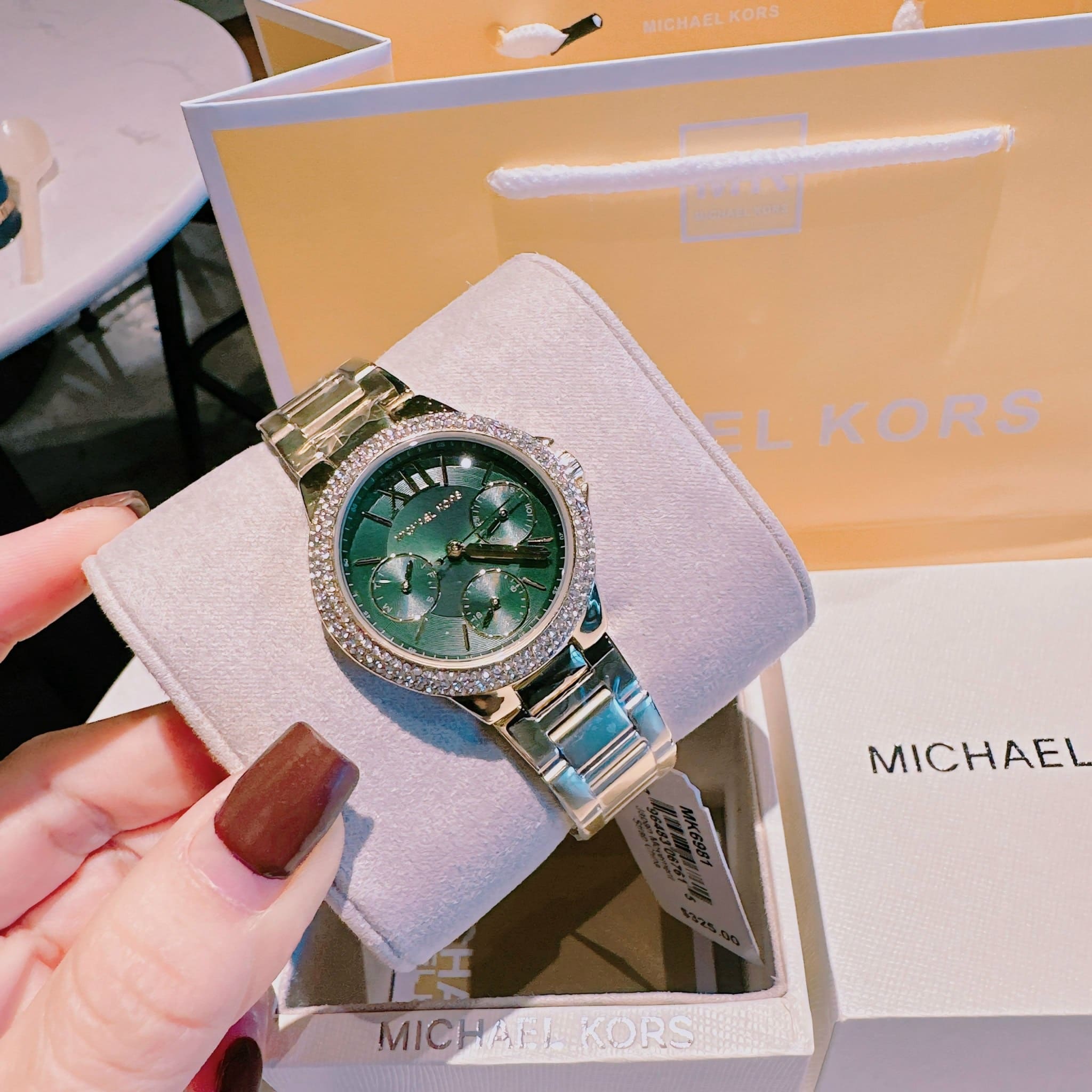 Đồng Hồ Michael Kors Camille |Nữ Giới |Mặt Xanh Lá |Dây Kim Loại Vàng Gold |Máy Pin (Quartz) |Size 33mm |donghogiatot.vn