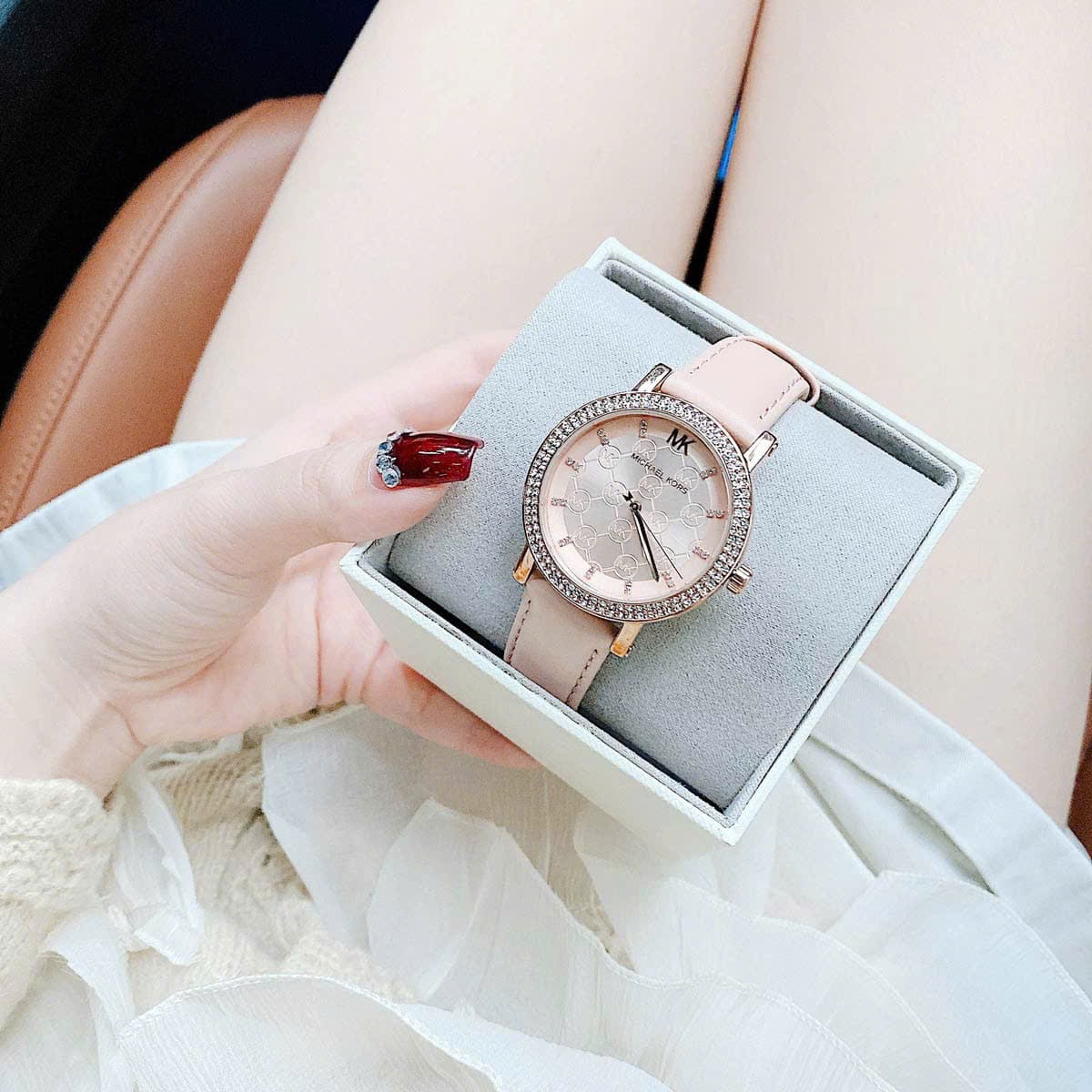 Đồng Hồ Michael Kors Corey |Nữ Giới |Rose Gold |Dây Da Hồng |Máy Pin (Quartz) |Size 36mm |donghogiatot.vn