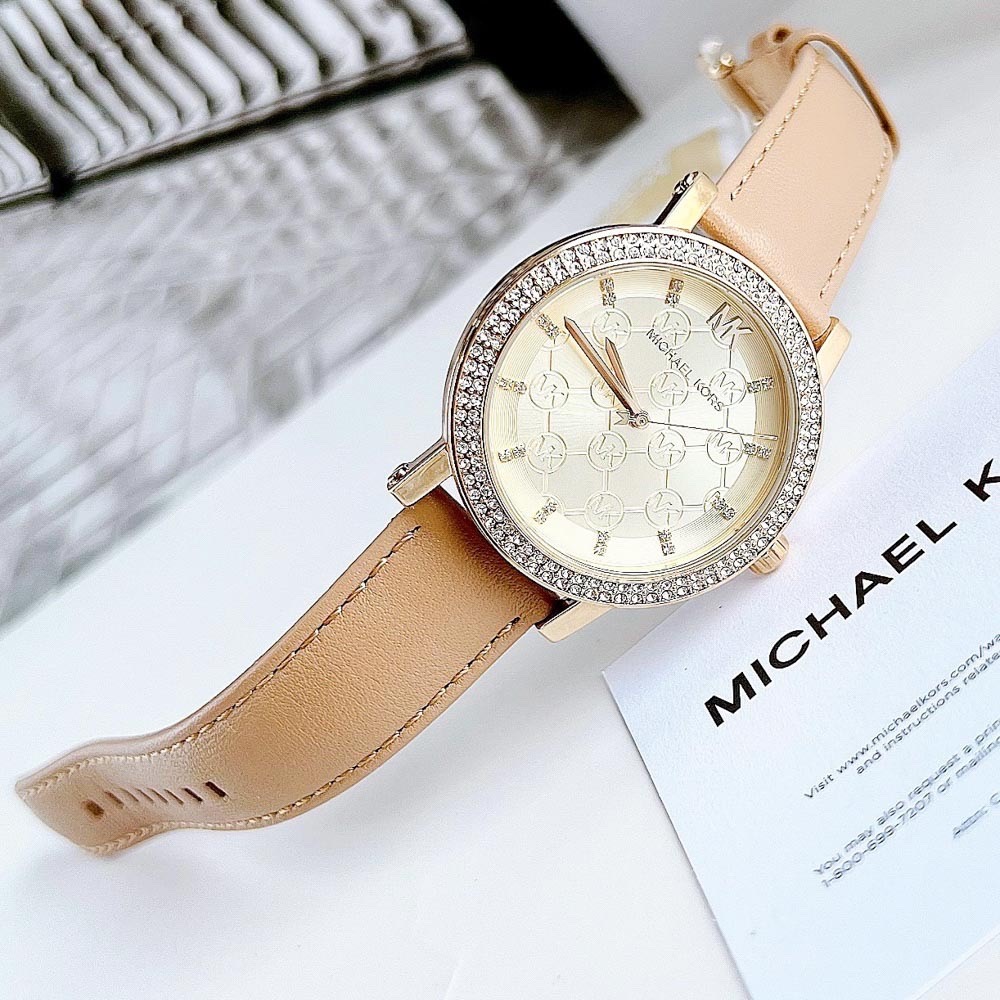 Đồng Hồ Michael Kors Corey |Nữ Giới |Vàng Gold |Dây Da Nâu |Máy Pin (Quartz) |Size 36mm |donghogiatot.vn