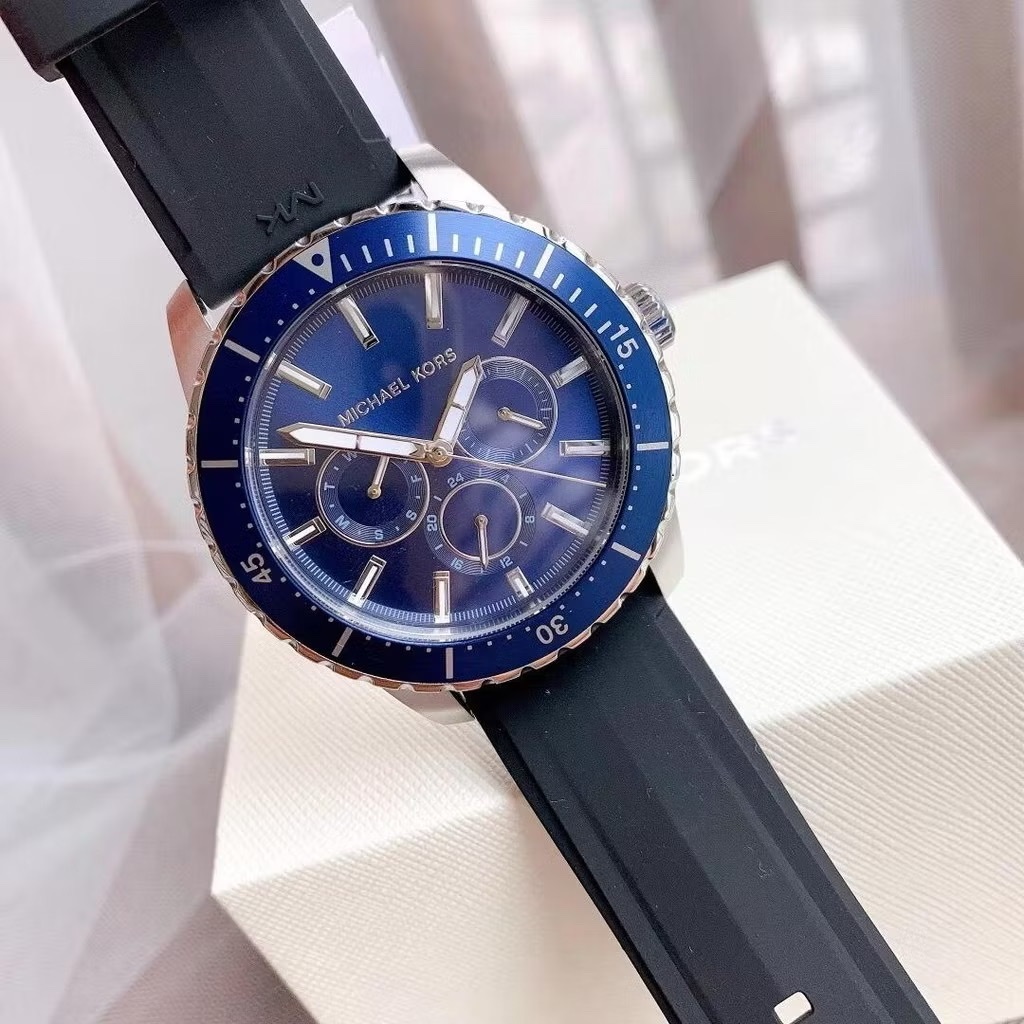 Đồng Hồ Michael Kors Cunningham |Nam Giới |Xanh Dương |Dây Cao Su Đen |Máy Pin (Quartz) |Size 40mm |donghogiatot.vn