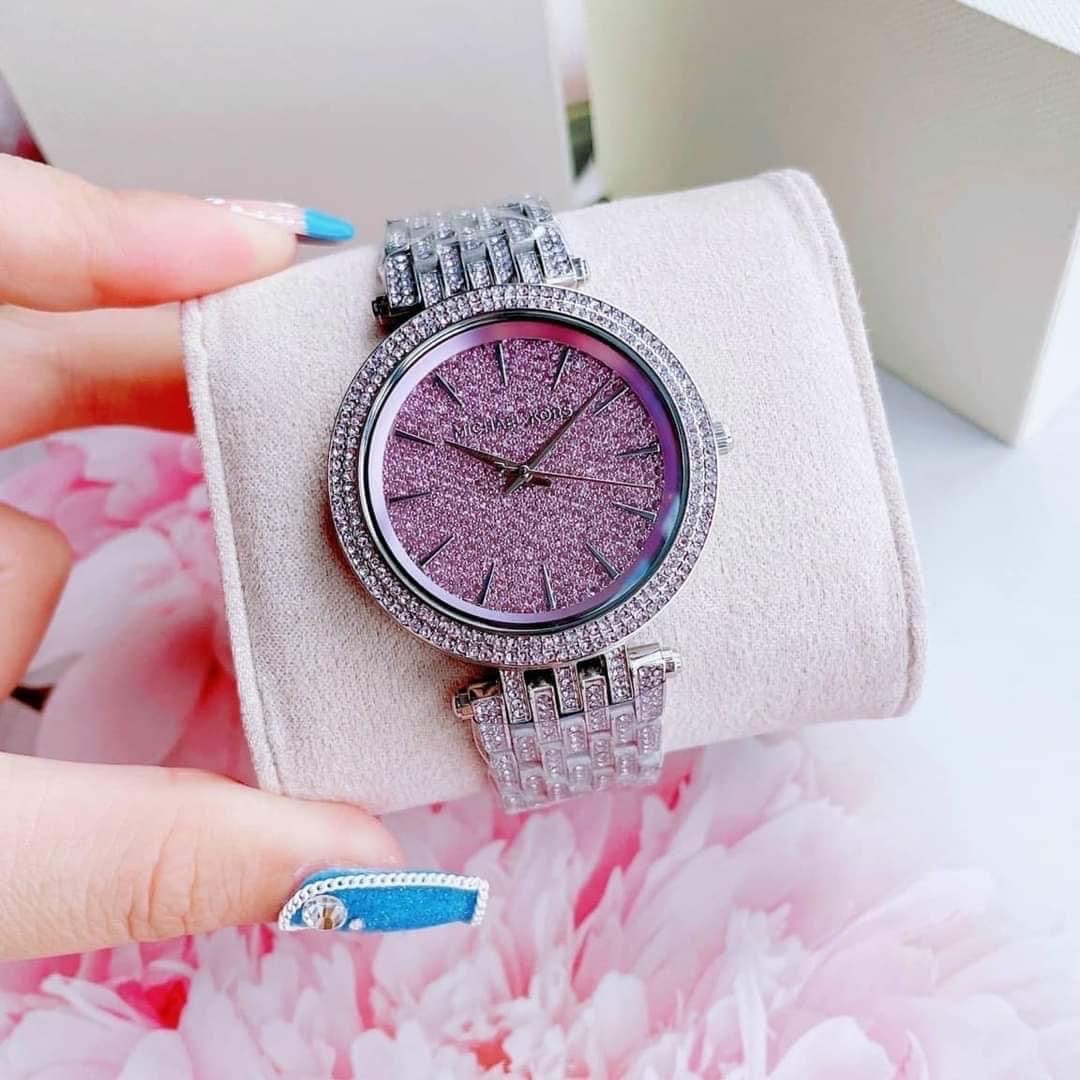 Đồng Hồ Michael Kors Darci |Nữ Giới |Mặt Full Đá Tím |Dây Kim Loại |Máy Pin (Quartz) |Size 38mm |donghogiatot.vn