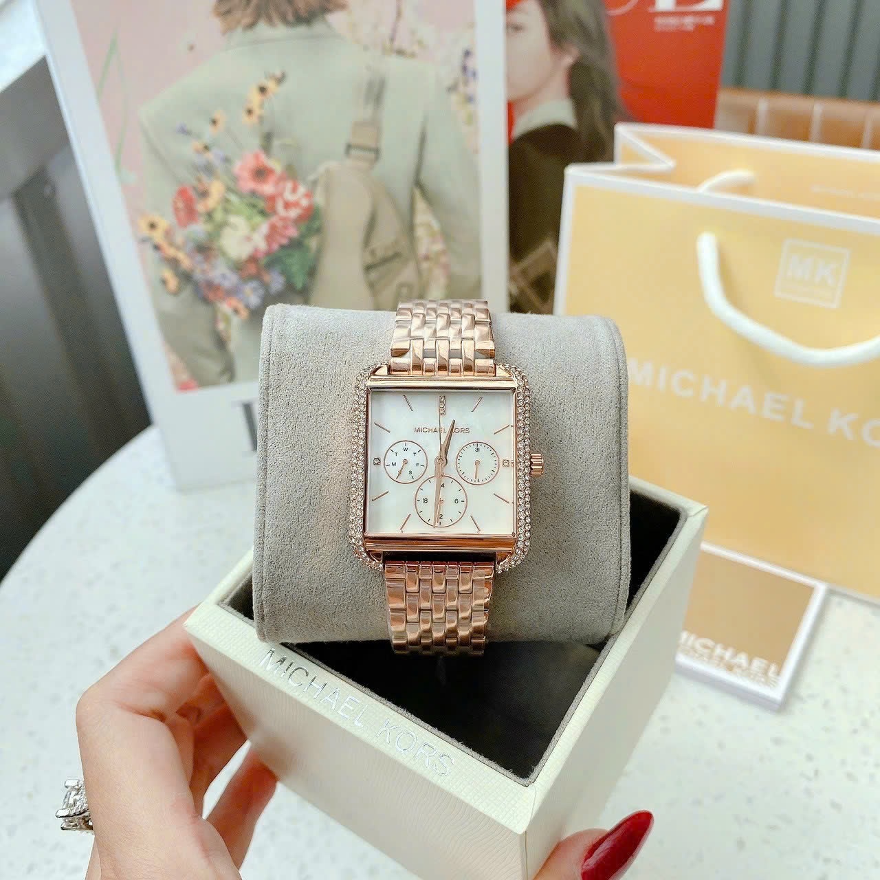 Đồng Hồ Michael Kors Drew |Multifunction |Nữ Giới |Mặt Vuông |Dây Rose Gold |Máy Pin (Quartz) |Size 39mm |donghogiatot.vn