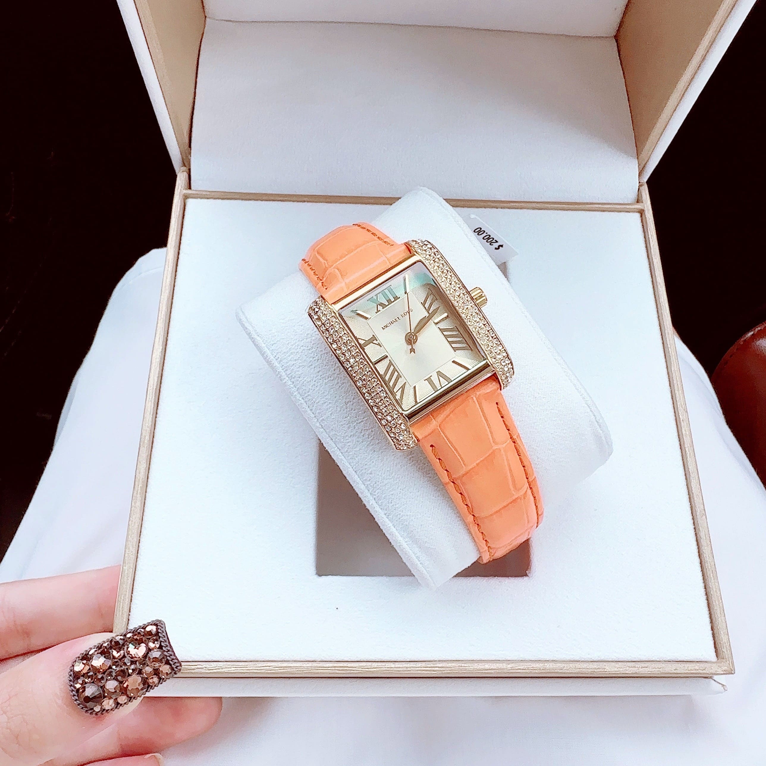 Đồng Hồ Michael Kors Emery |Nữ Giới |Mặt Chữ Nhật |Dây Da Cam |Máy Pin (Quartz) |Size 33mm |donghogiatot.vn