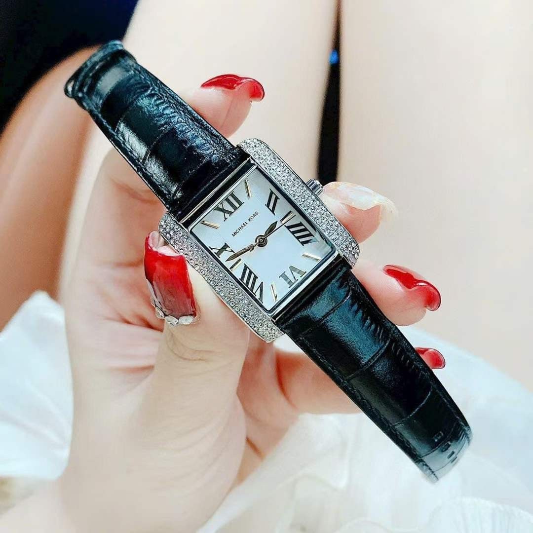 Đồng Hồ Michael Kors Emery |Nữ Giới |Mặt Chữ Nhật |Dây Da Đen |Máy Pin (Quartz) |Size 33mm |donghogiatot.vn