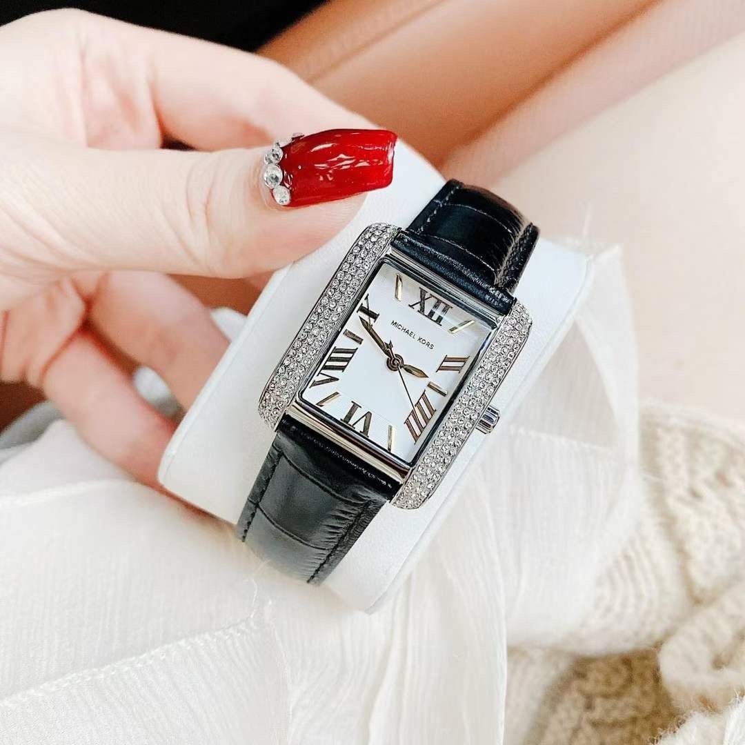 Đồng Hồ Michael Kors Emery |Nữ Giới |Mặt Chữ Nhật |Dây Da Đen |Máy Pin (Quartz) |Size 33mm |donghogiatot.vn