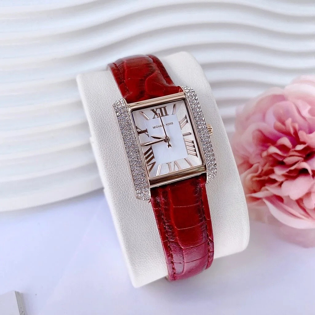 Đồng Hồ Michael Kors Emery |Nữ Giới |Mặt Chữ Nhật |Dây Da Đỏ |Máy Pin (Quartz) |Size 33mm |donghogiatot.vn