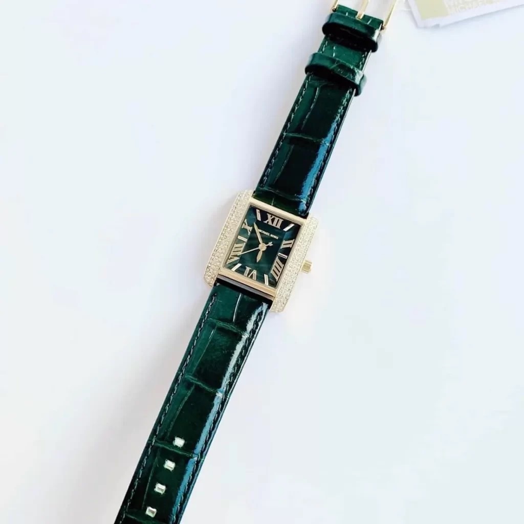 Đồng Hồ Michael Kors Emery |Nữ Giới |Mặt Chữ Nhật |Dây Da Xanh Lá |Máy Pin (Quartz) |Size 33mm |donghogiatot.vn