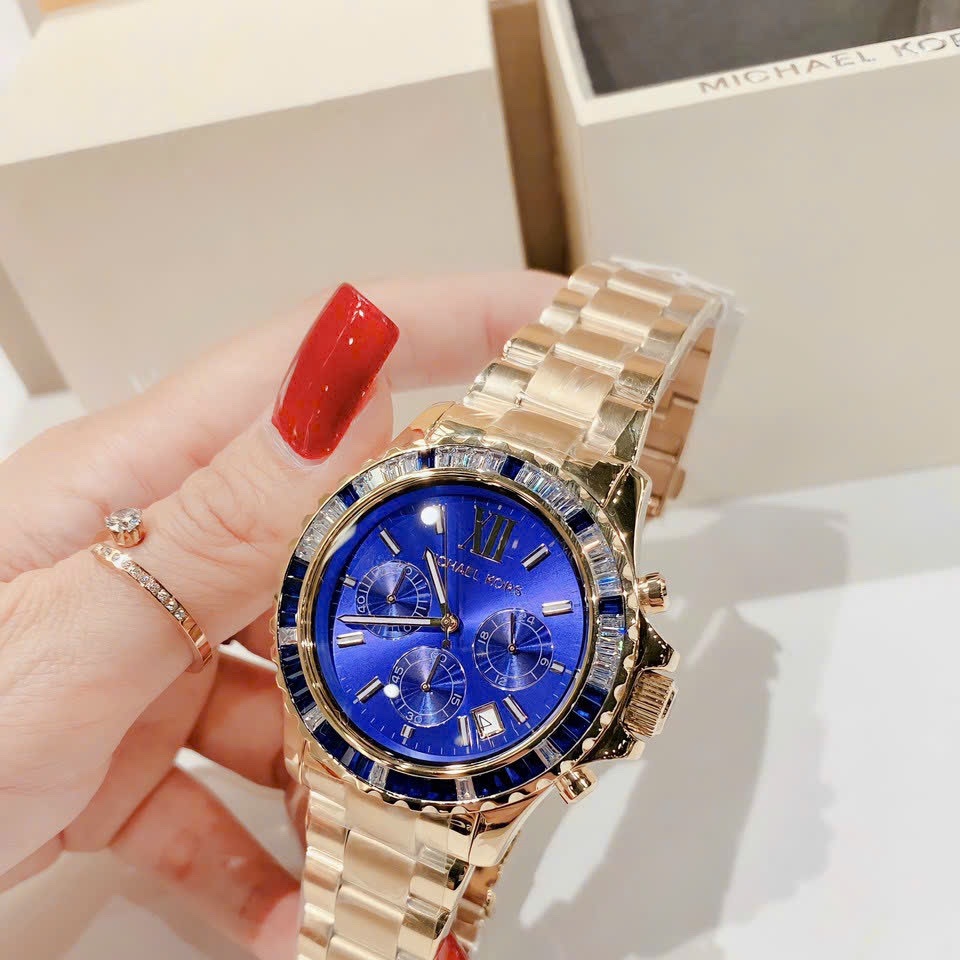 Đồng Hồ Michael Kors Everest |Unisex |Mặt Xanh |Dây Kim Loại Vàng Gold |Máy Pin (Quartz) |Size 42mm |donghogiatot.vn