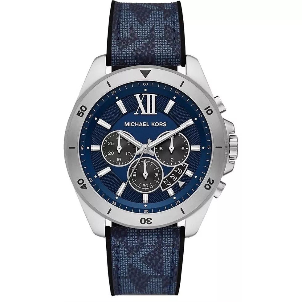 Đồng Hồ Michael Kors Brecken Chronograph |Nam Giới |Silver |Dây Da Xanh |Máy Pin (Quartz) |Size 45mm |donghogiatot.vn
