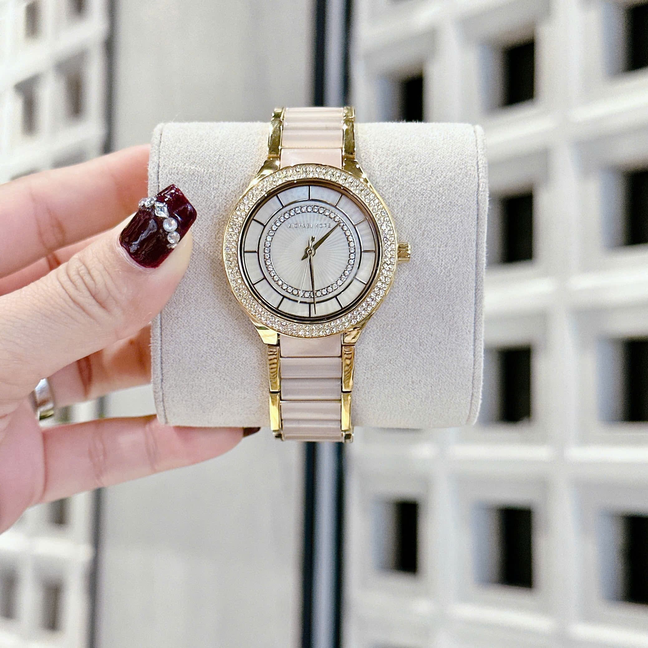 Đồng Hồ Micheal Kors Kerry |Nữ Giới |Mặt Đính Đá |Dây Kim Loại Mix Axetat Hồng |Máy Pin (Quartz) |Size 37mm |donghogiatot.vn
