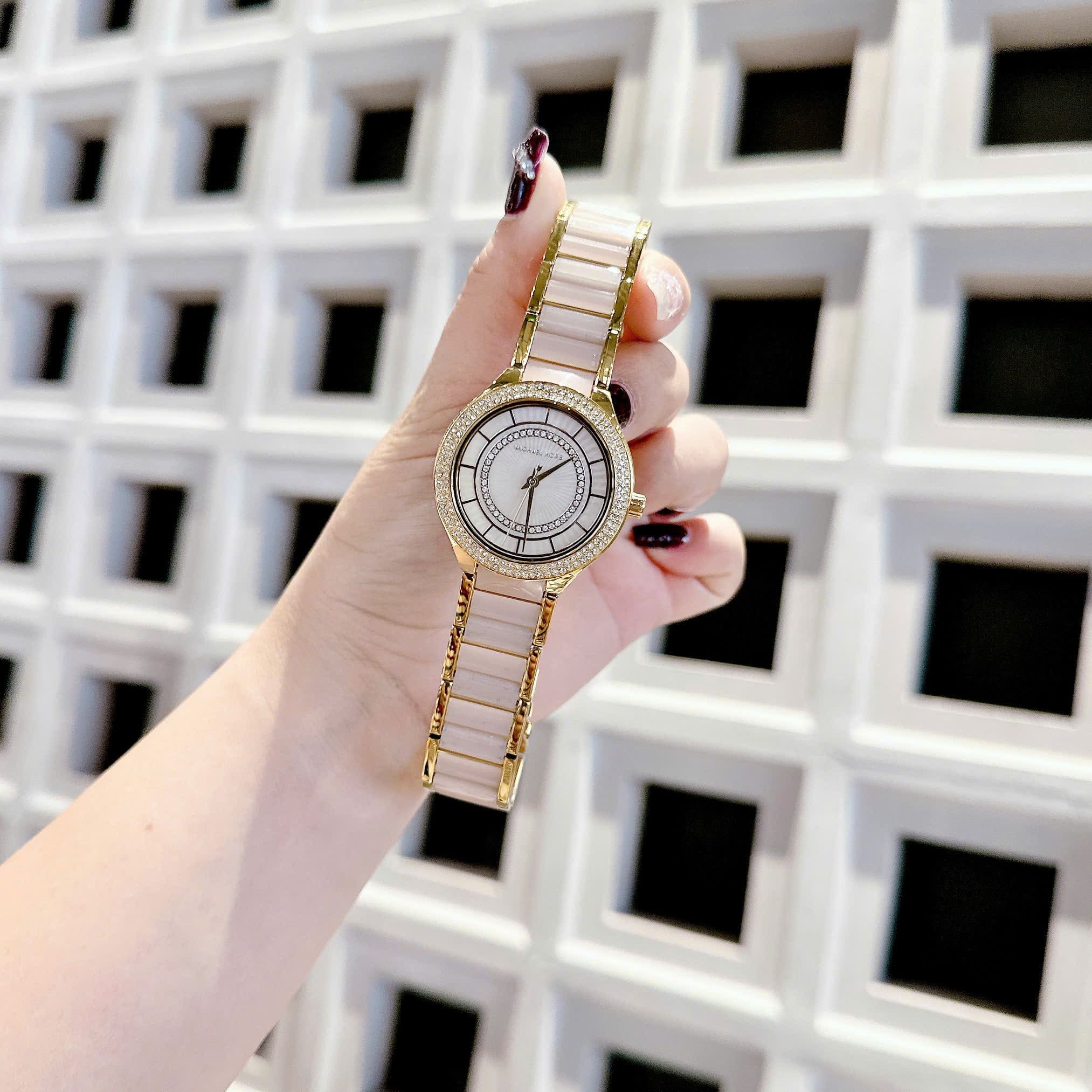 Đồng Hồ Micheal Kors Kerry |Nữ Giới |Mặt Đính Đá |Dây Kim Loại Mix Axetat Hồng |Máy Pin (Quartz) |Size 37mm |donghogiatot.vn