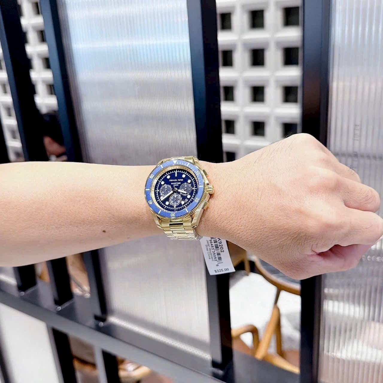 Đồng Hồ Micheal Kors Maritime |Nam Giới |Mặt Xanh Dương |Dây Kim Loại Vàng Gold |Máy Pin (Quartz) |Size 45mm |donghogiatot.vn