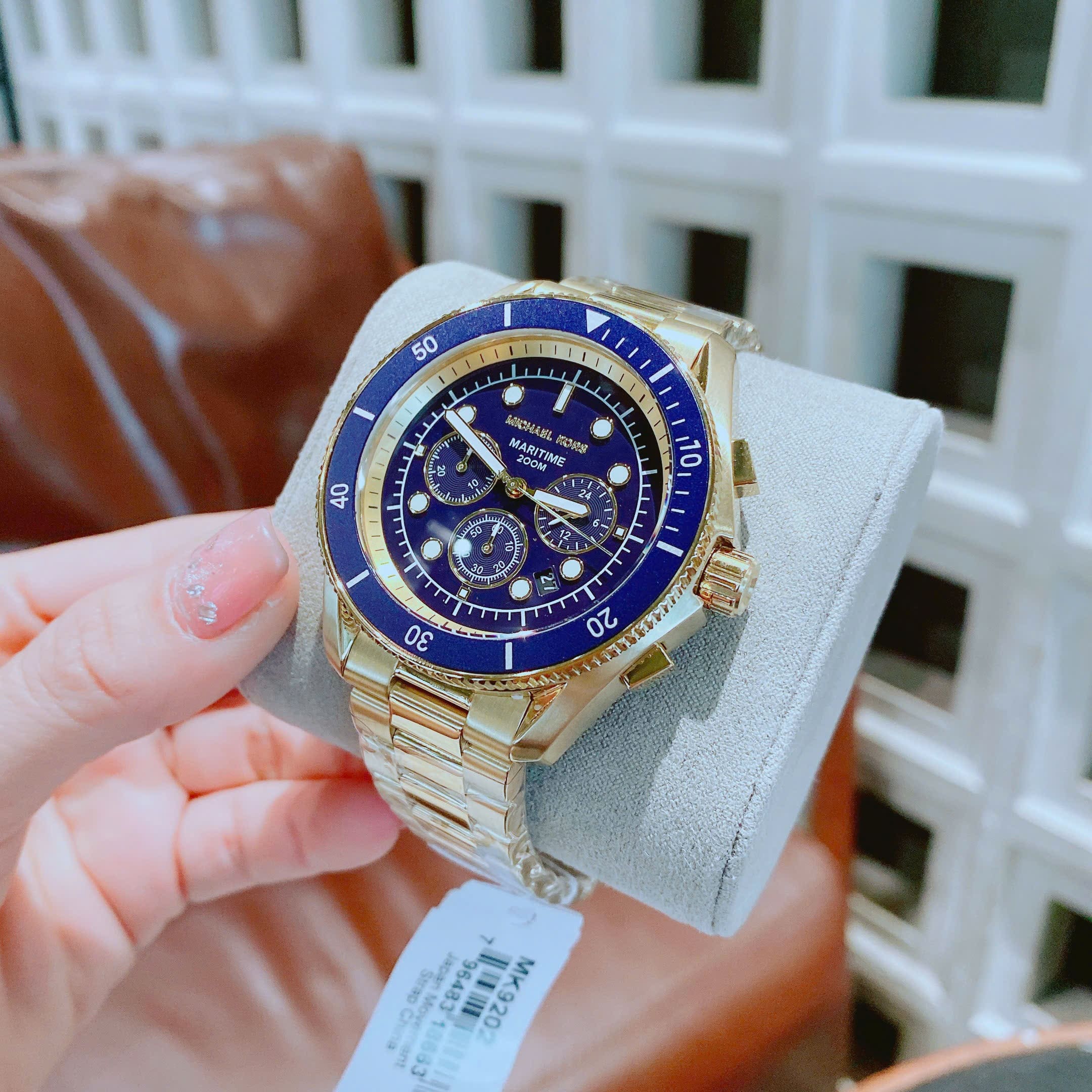 Đồng Hồ Micheal Kors Maritime |Nam Giới |Mặt Xanh Dương |Dây Kim Loại Vàng Gold |Máy Pin (Quartz) |Size 45mm |donghogiatot.vn