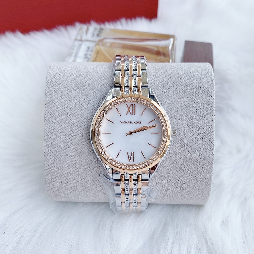 Đồng Hồ Micheal Kors Mindy |Nữ Giới |Mặt Tròn |Dây Kim Loại Demi Rose Đính Đá |Máy Pin (Quartz) |Size 36mm |donghogiatot.vn