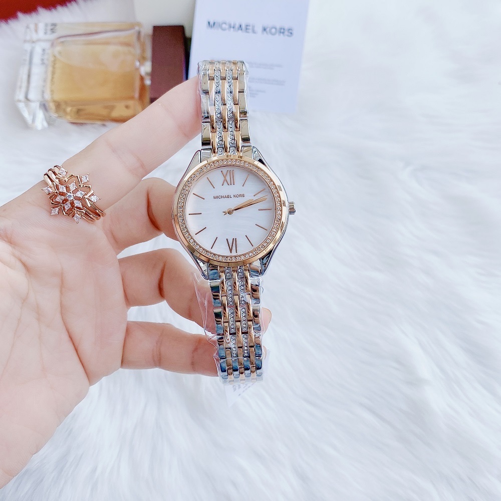 Đồng Hồ Micheal Kors Mindy |Nữ Giới |Mặt Tròn |Dây Kim Loại Demi Rose Đính Đá |Máy Pin (Quartz) |Size 36mm |donghogiatot.vn