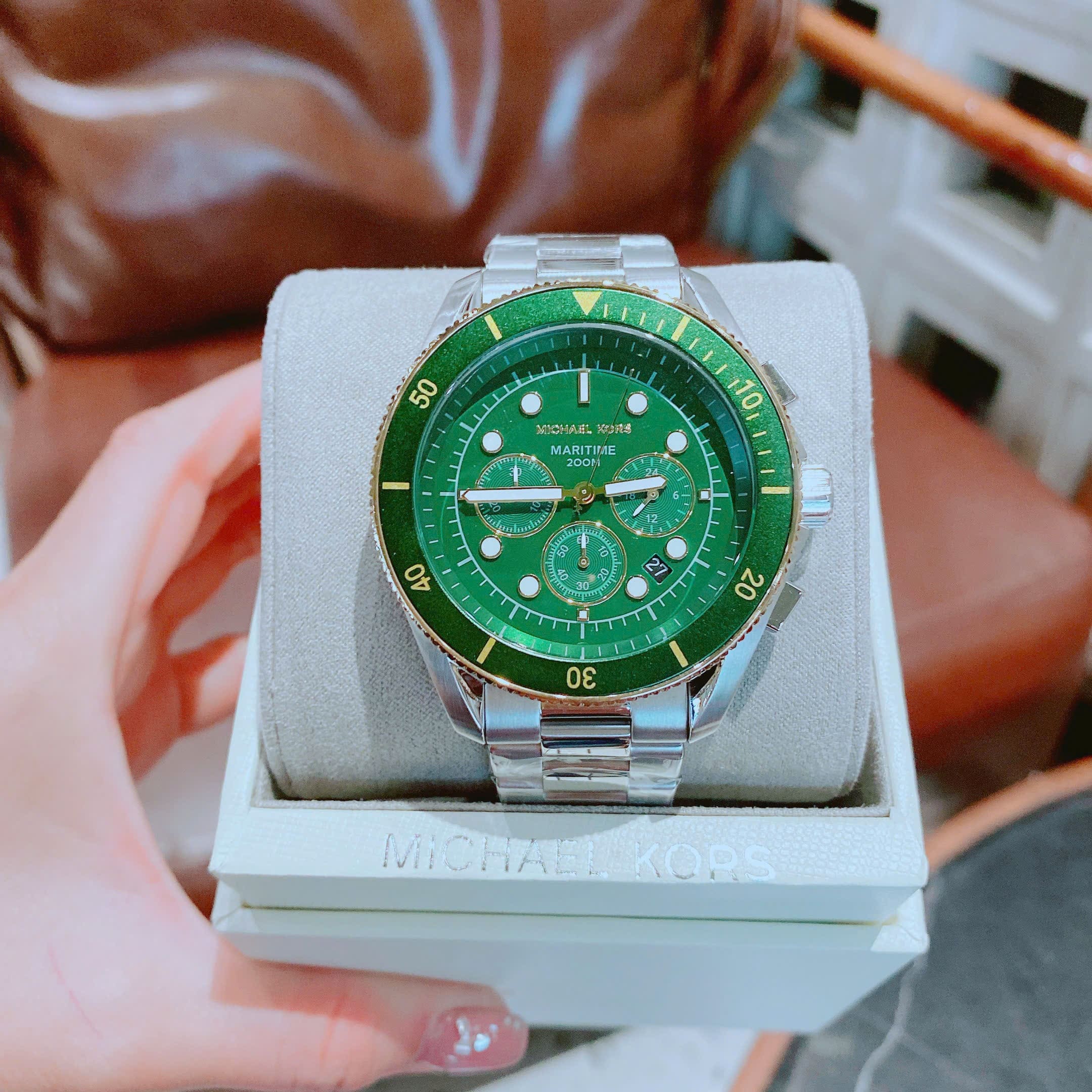 Đồng Hồ Micheal Kors Oversized Maritime |Nam Giới |Mặt Xanh Lá |Dây Kim Loại |Máy Pin (Quartz) |Size 45mm |donghogiatot.vn