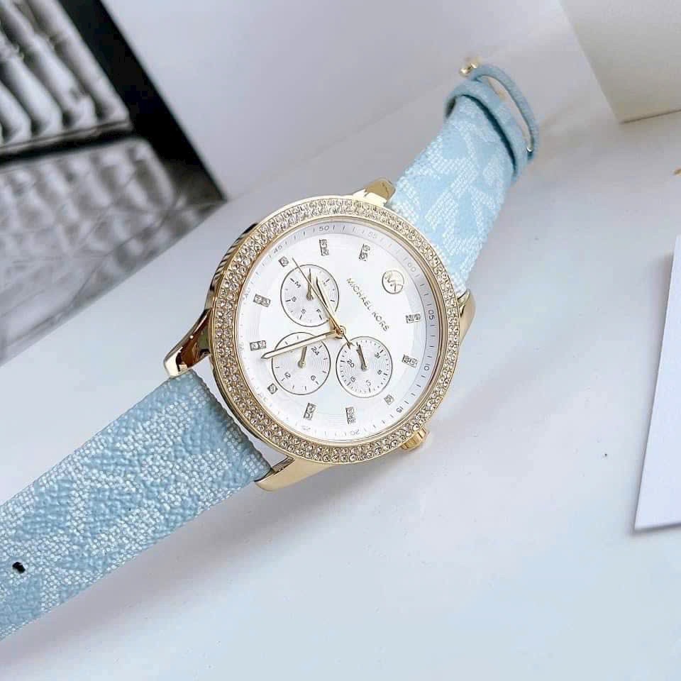Đồng Hồ Michael Kors Tibby |Nữ Giới |Mặt Trắng |Dây Da Xanh |Máy Pin (Quartz) |Size 38mm |donghogiatot.vn
