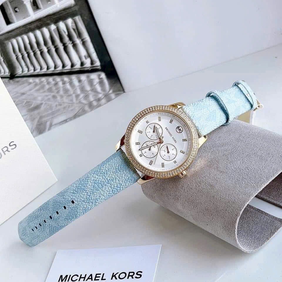 Đồng Hồ Michael Kors Tibby |Nữ Giới |Mặt Trắng |Dây Da Xanh |Máy Pin (Quartz) |Size 38mm |donghogiatot.vn