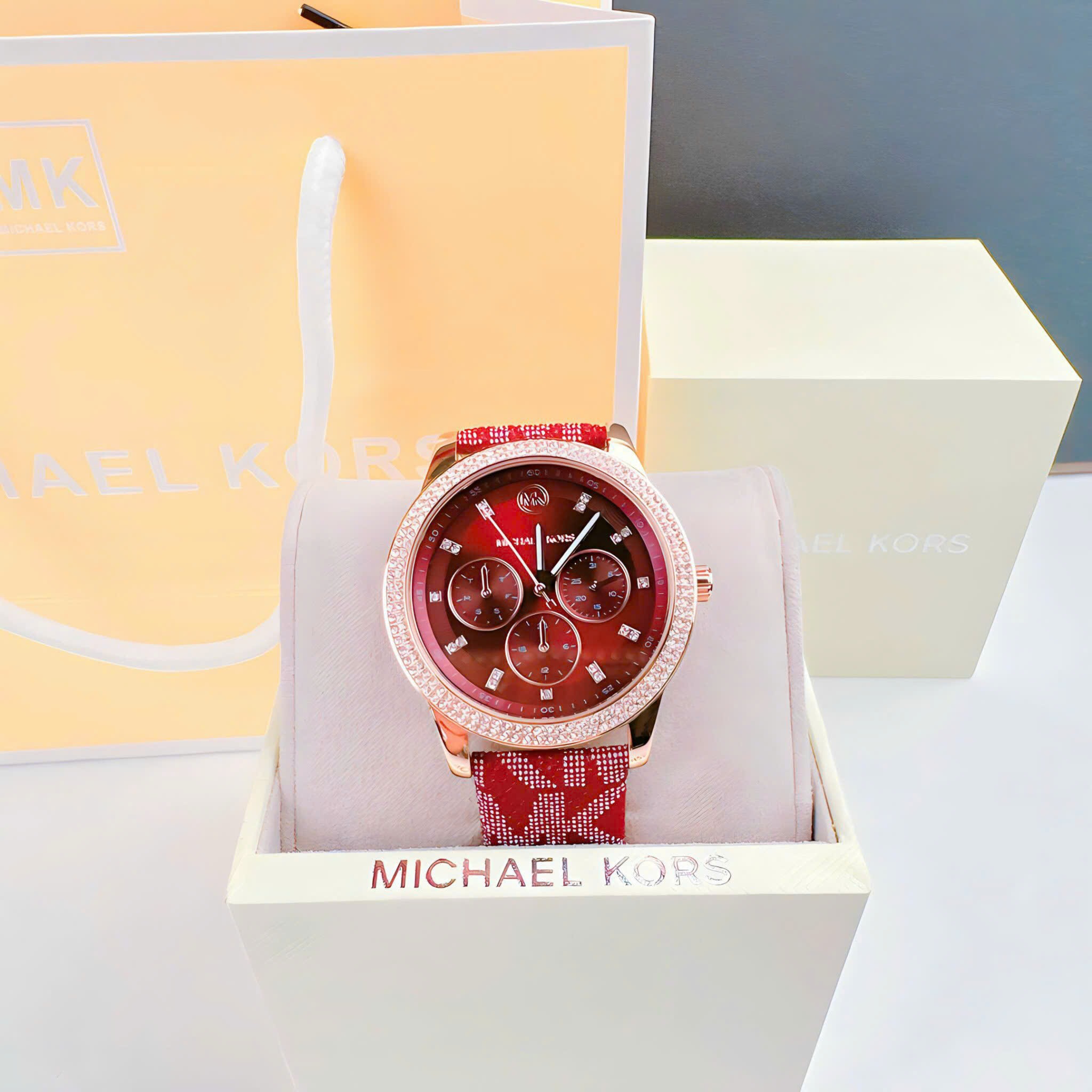 Đồng Hồ Michael Kors Tibby |Nữ Giới |Rose Gold |Dây Da Đỏ |Máy Pin (Quartz) |Size 38mm |donghogiatot.vn