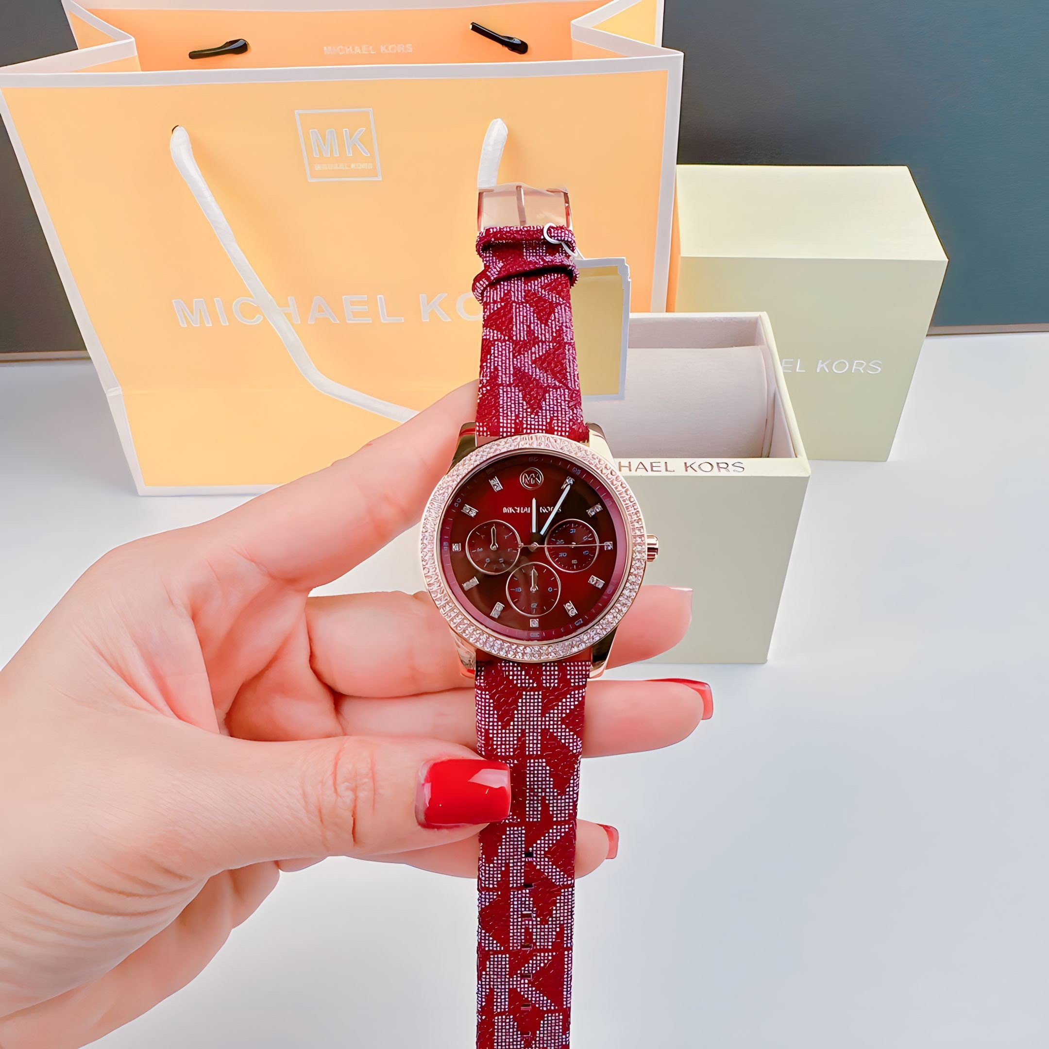 Đồng Hồ Michael Kors Tibby |Nữ Giới |Rose Gold |Dây Da Đỏ |Máy Pin (Quartz) |Size 38mm |donghogiatot.vn