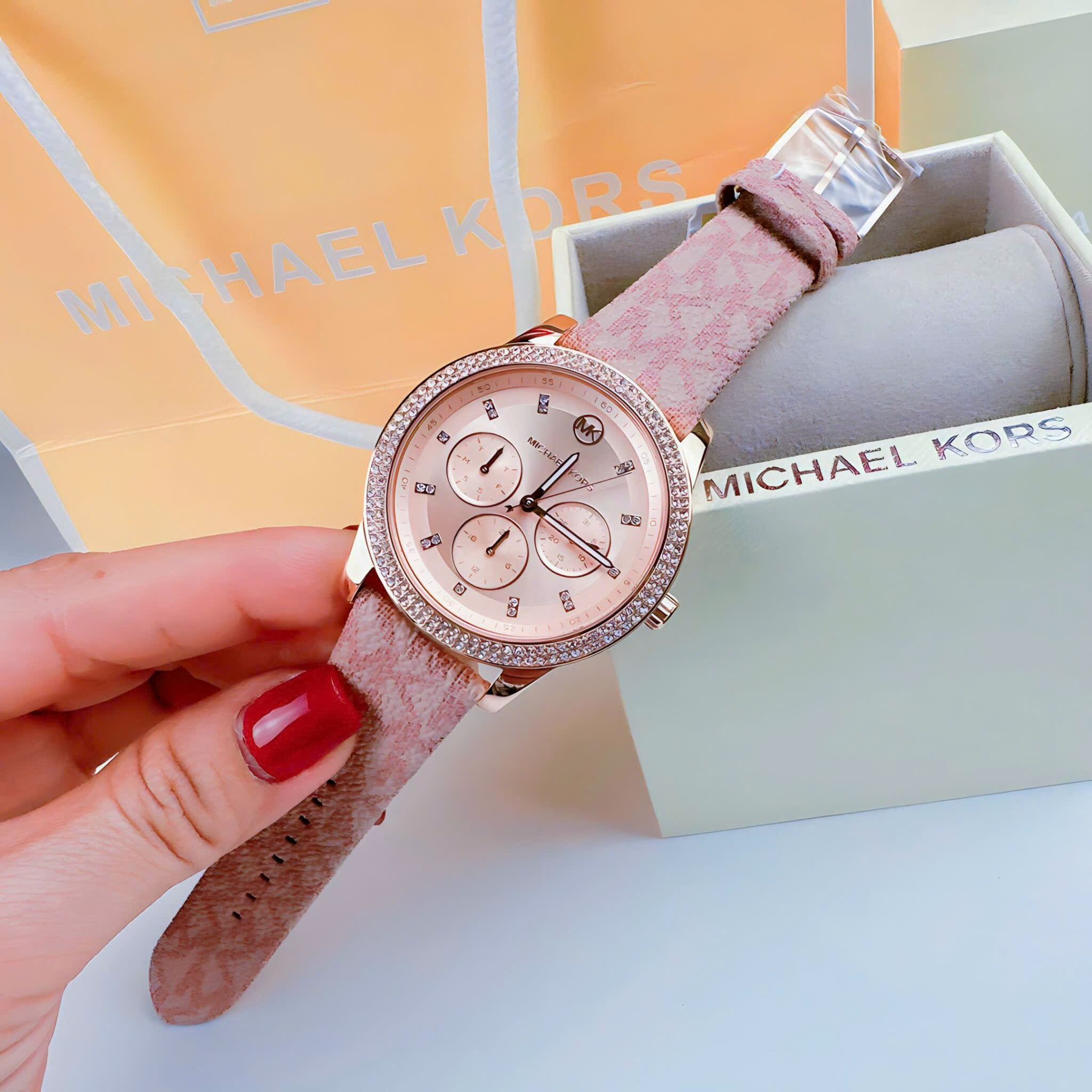 Đồng Hồ Michael Kors Tibby |Nữ Giới |Rose Gold |Dây Da Hồng |Máy Pin (Quartz) |Size 38mm |donghogiatot.vn
