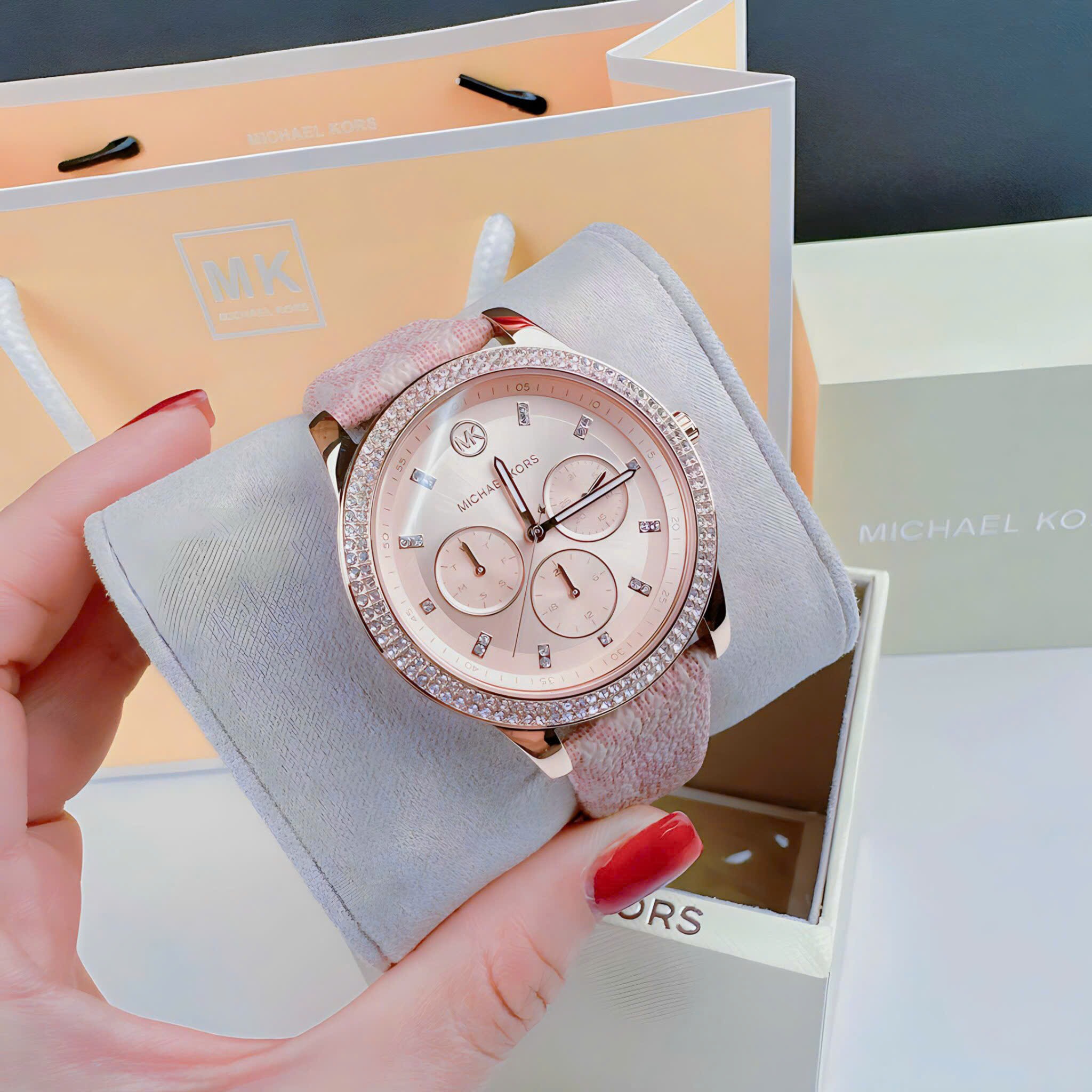 Đồng Hồ Michael Kors Tibby |Nữ Giới |Rose Gold |Dây Da Hồng |Máy Pin (Quartz) |Size 38mm |donghogiatot.vn
