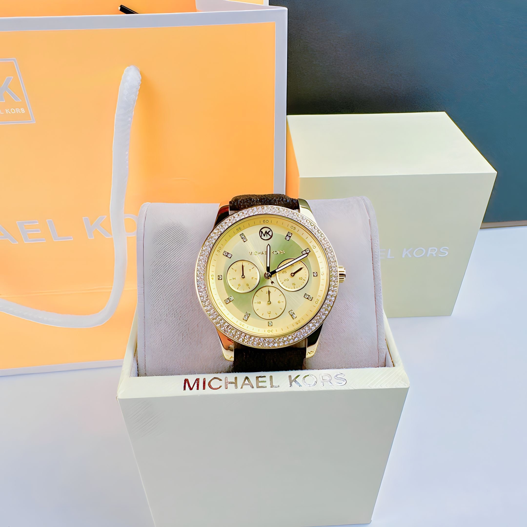 Đồng Hồ Michael Kors Tibby |Nữ Giới |Vàng Gold |Dây Da Nâu |Máy Pin (Quartz) |Size 38mm |donghogiatot.vn