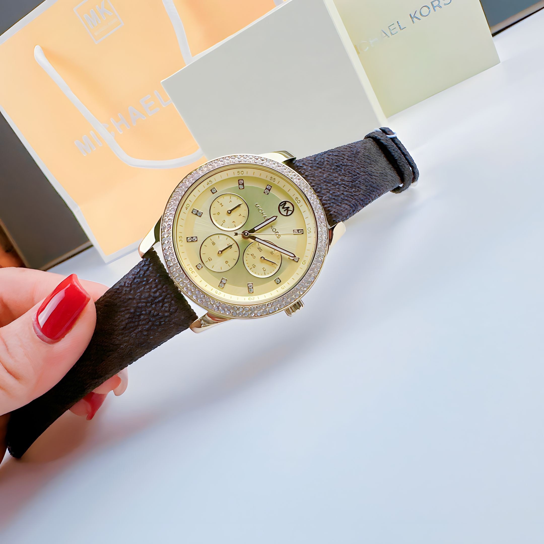 Đồng Hồ Michael Kors Tibby |Nữ Giới |Vàng Gold |Dây Da Nâu |Máy Pin (Quartz) |Size 38mm |donghogiatot.vn