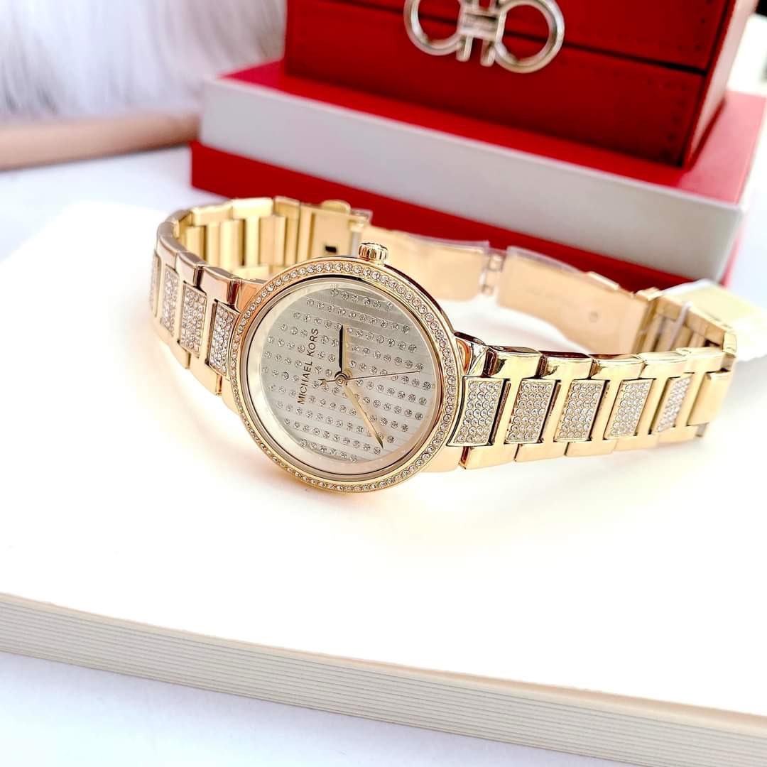 Đồng Hồ Michael Kors Gabbi |Nữ Giới |Full Đá |Dây Kim Loại Vàng Gold |Máy Pin (Quartz) |Size 33mm |donghogiatot.vn