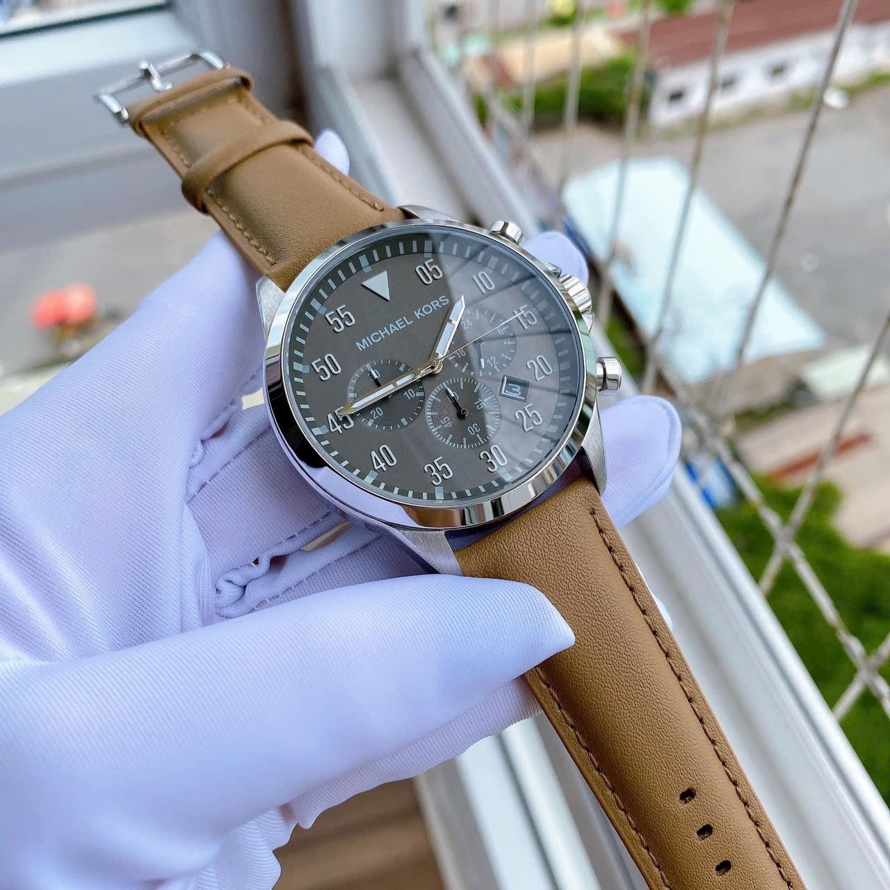 Đồng Hồ Michael Kors Gage Leather |Nam Giới |Mặt xám |Dây Da Nâu |Máy Pin (Quartz) |Size 45mm |donghogiatot.vn