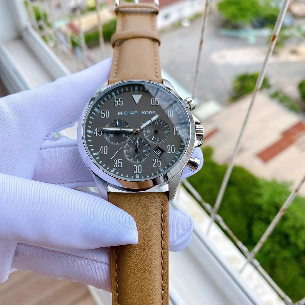 Đồng Hồ Michael Kors Gage Leather |Nam Giới |Mặt xám |Dây Da Nâu |Máy Pin (Quartz) |Size 45mm |donghogiatot.vn