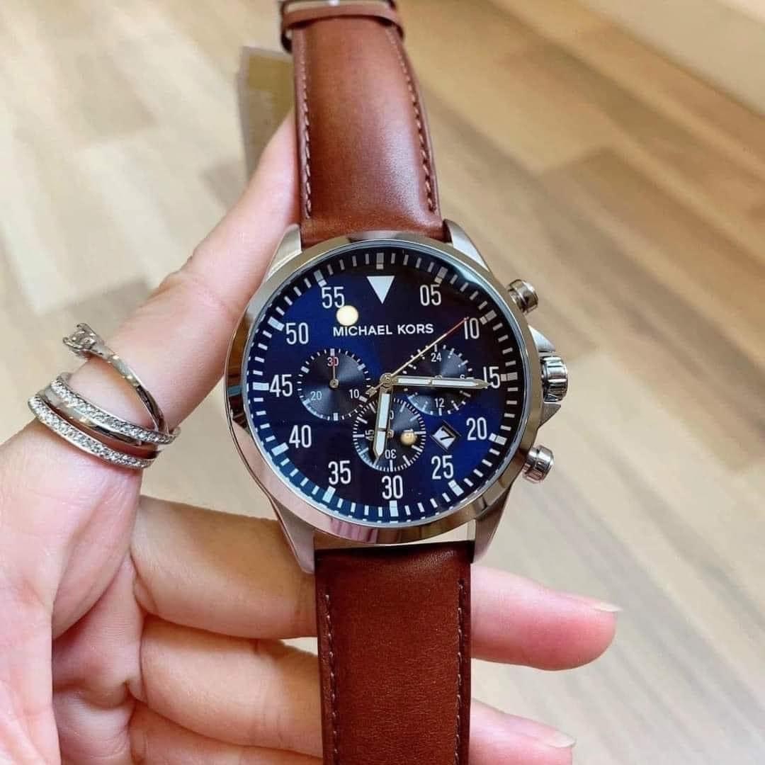 Đồng Hồ Michael Kors Gage Leather |Nam Giới |Mặt Xanh |Dây Da Nâu |Máy Pin (Quartz) |Size 45mm |donghogiatot.vn