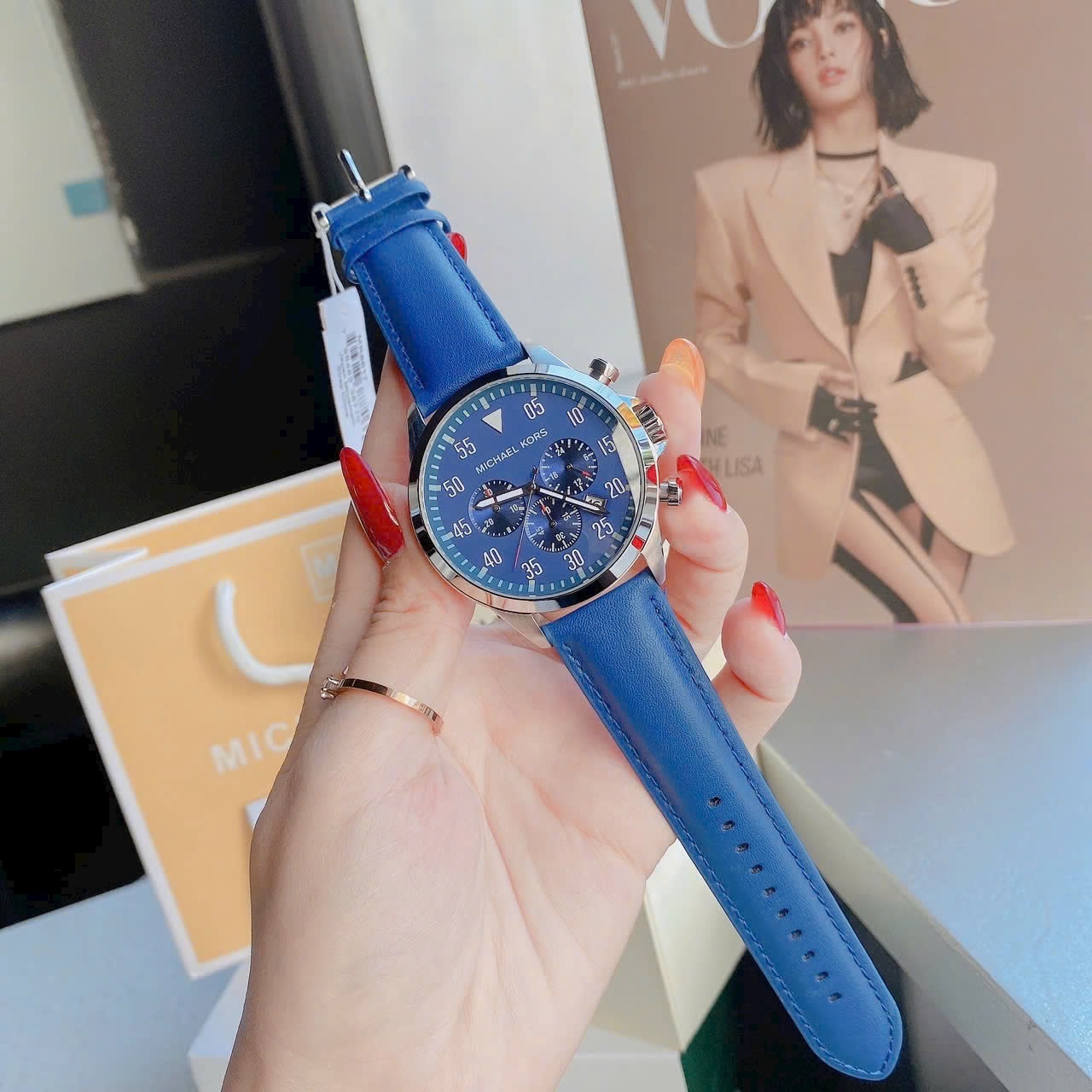 Đồng Hồ Michael Kors Gage Leather |Nam Giới |Mặt Xanh |Dây Da Xanh Dương |Máy Pin (Quartz) |Size 45mm |donghogiatot.vn