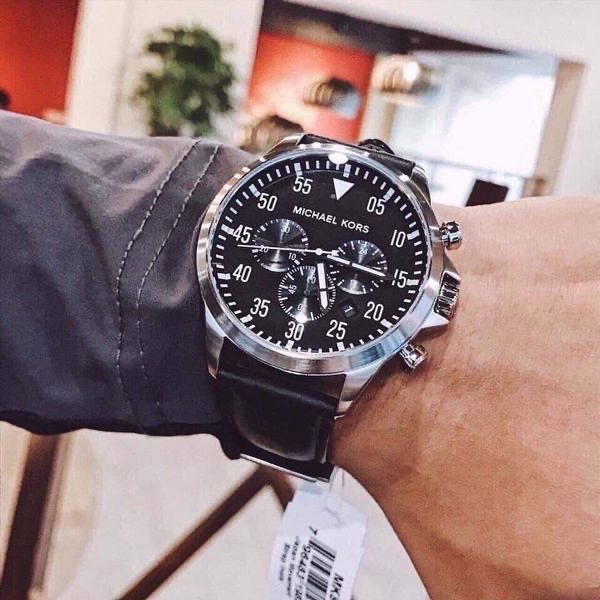 Đồng Hồ Michael Kors Gage Leather |Nam Giới |Trắng Silver |Dây Da Đen |Máy Pin (Quartz) |Size 45mm |donghogiatot.vn