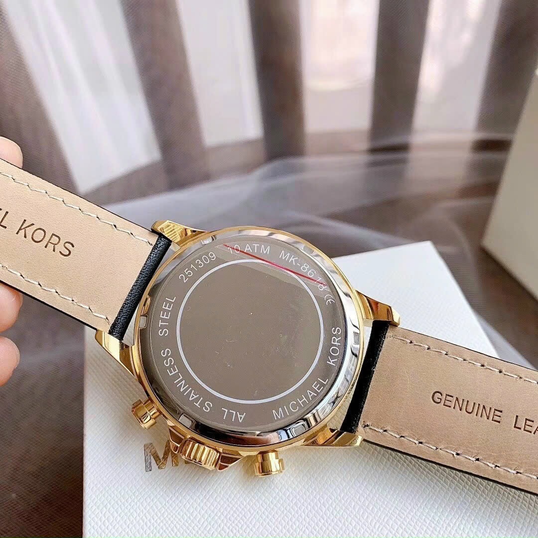 Đồng Hồ Michael Kors Gage Leather |Nam Giới |Vàng Gold |Dây Da Đen |Máy Pin (Quartz) |Size 45mm |donghogiatot.vn