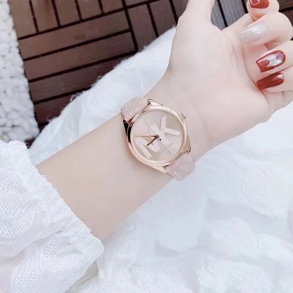 Đồng Hồ Michael Kors Jaycie |Nữ Giới |Mặt Tròn Rose Gold |Dây Da Hồng |Máy Pin (Quartz) |Size 34mm |donghogiatot.vn